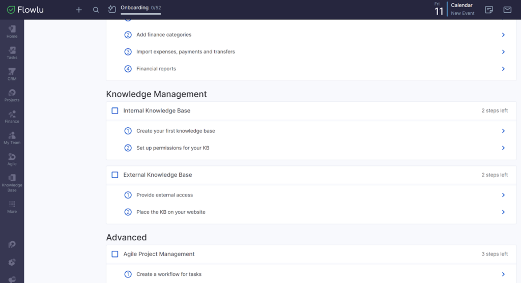 Flowlu - Onboarding folyamat – tudásmenedzsment rész